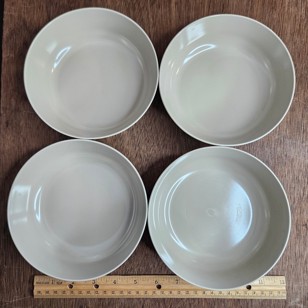 Lenox Ware Vtg MCM Melamine Cereal Bowls Set‎ of 4 Tan Beige Grey Melmac 6"